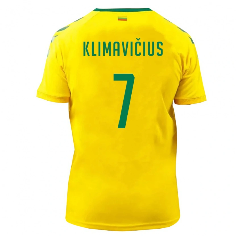 Danxen Men Lithuania Nedas Klimavičius #7 Yellow Green Home Jersey 26-28 T-Shirt