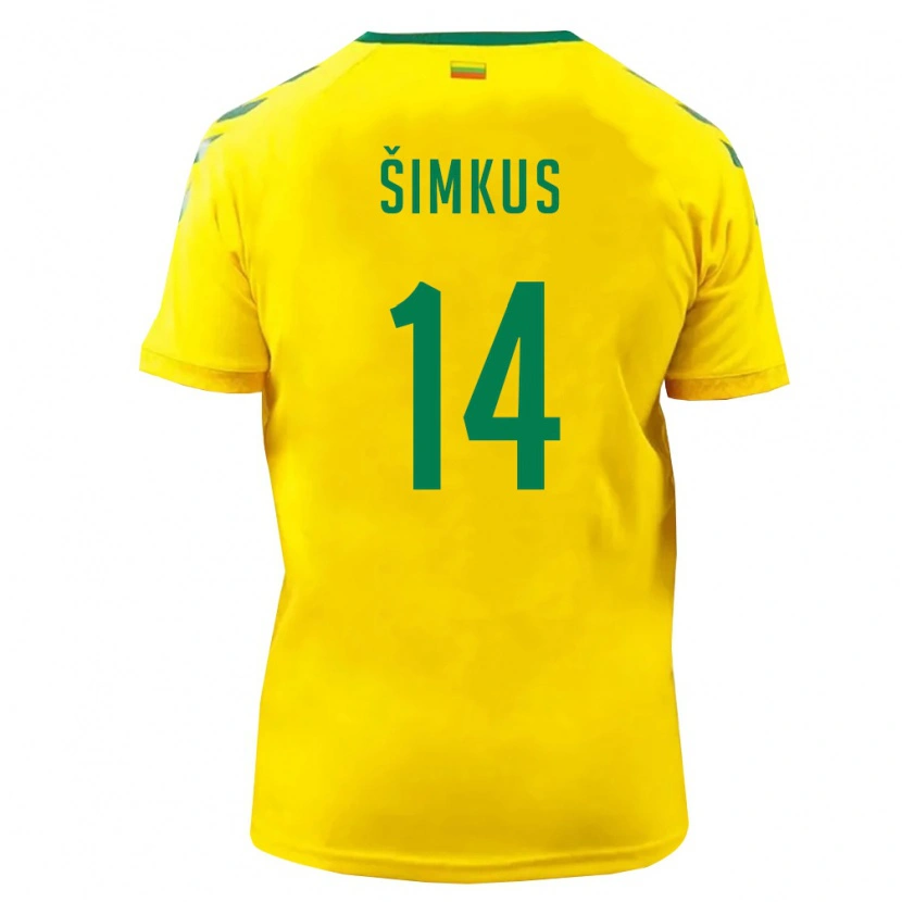 Danxen Men Lithuania Domantas Šimkus #14 Yellow Green Home Jersey 26-28 T-Shirt