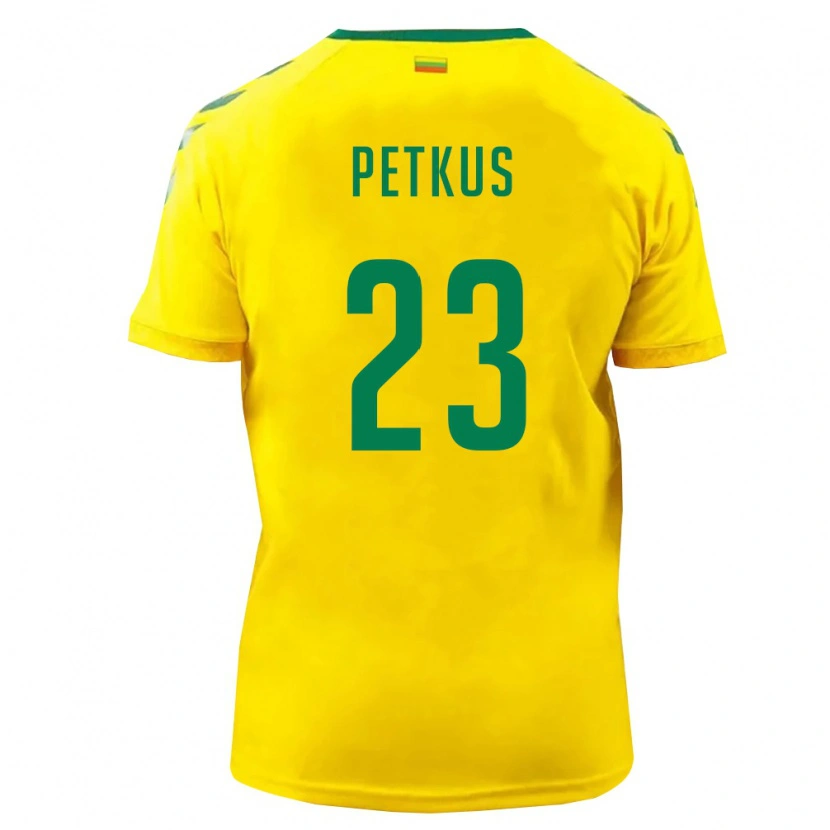 Danxen Men Lithuania Nojus Petkus #23 Yellow Green Home Jersey 26-28 T-Shirt