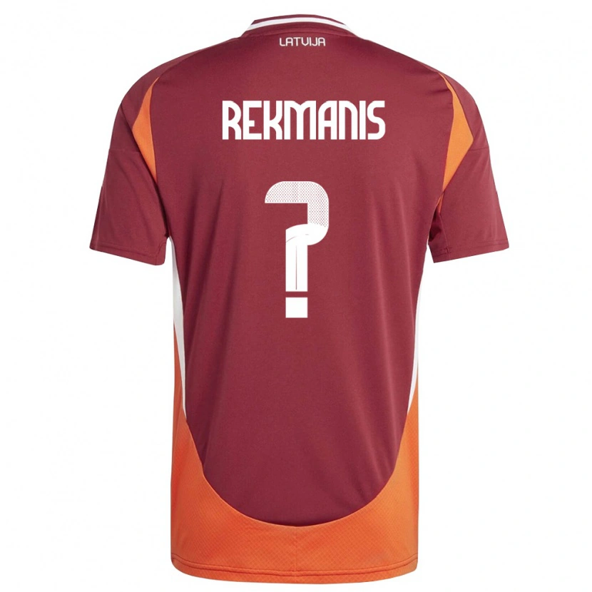 Danxen Men Latvia Kristaps Rekmanis #0 Deep Red White Orange Home Jersey 26-28 T-Shirt
