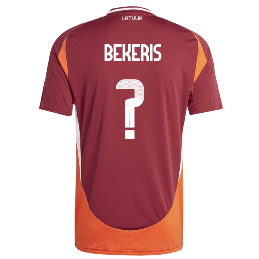 Danxen Men Latvia Olivers Bekeris #0 Deep Red White Orange Home Jersey 26-28 T-Shirt