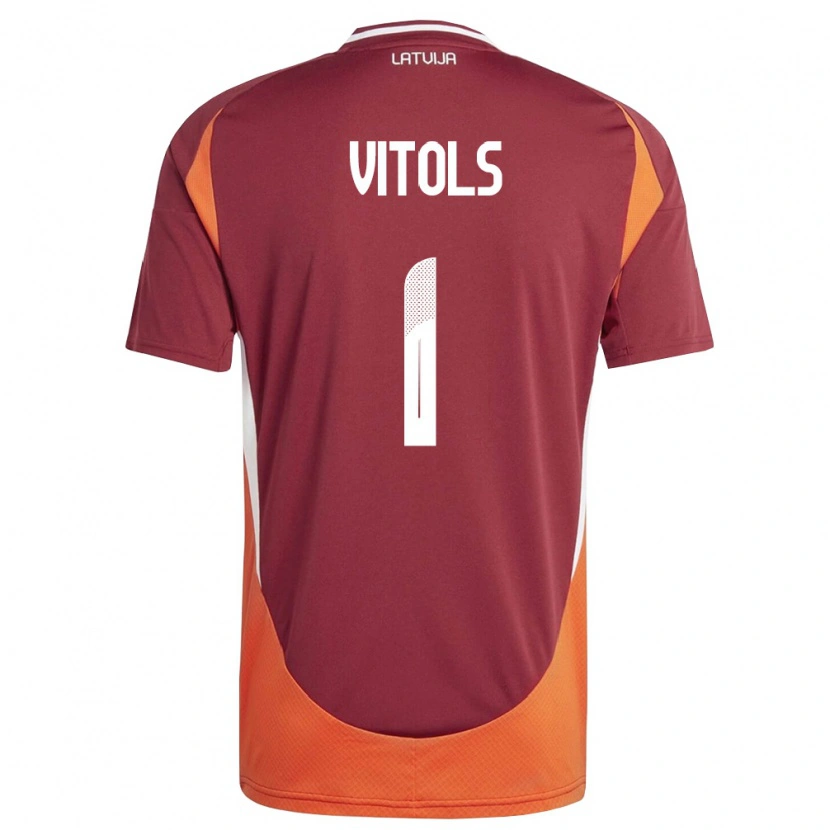 Danxen Men Latvia Rodrigo Vitols #1 Deep Red White Orange Home Jersey 26-28 T-Shirt