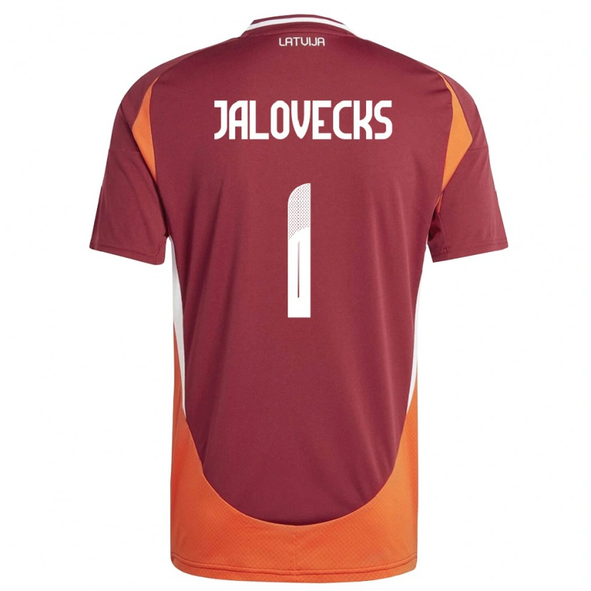 Danxen Men Latvia Lukass Jalovecks #1 Deep Red White Orange Home Jersey 26-28 T-Shirt