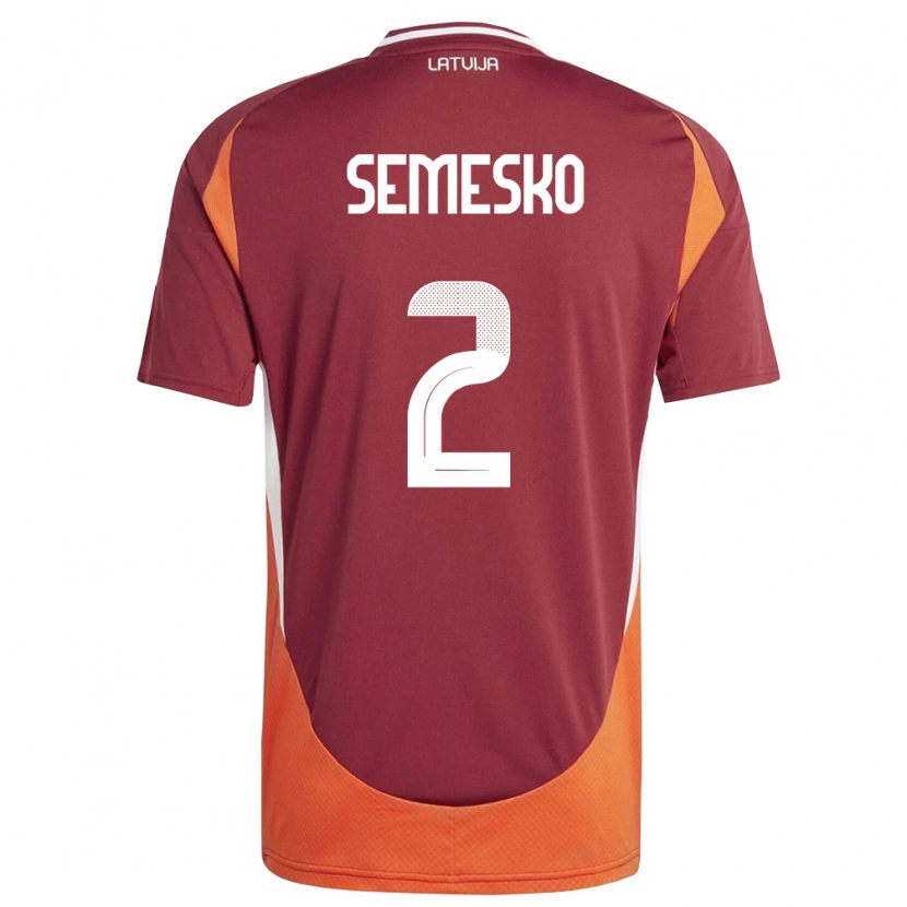 Danxen Men Latvia Maksims Semesko #2 Deep Red White Orange Home Jersey 26-28 T-Shirt
