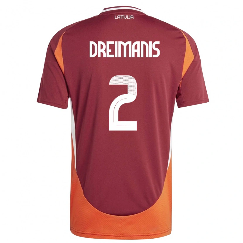 Danxen Men Latvia Adams Dreimanis #2 Deep Red White Orange Home Jersey 26-28 T-Shirt