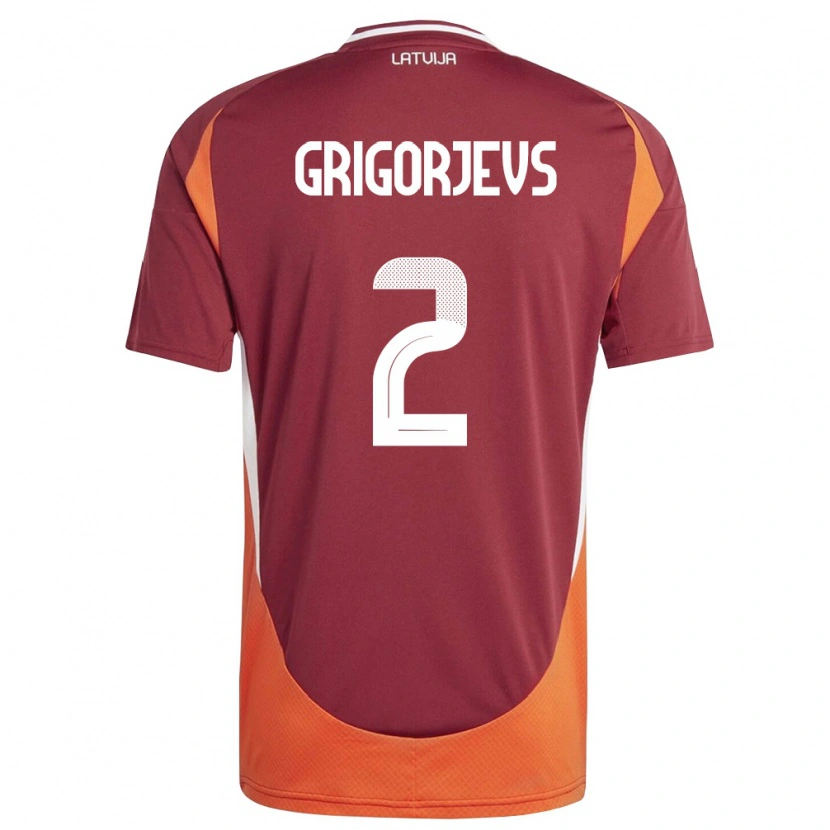 Danxen Men Latvia Mihails Grigorjevs #2 Deep Red White Orange Home Jersey 26-28 T-Shirt