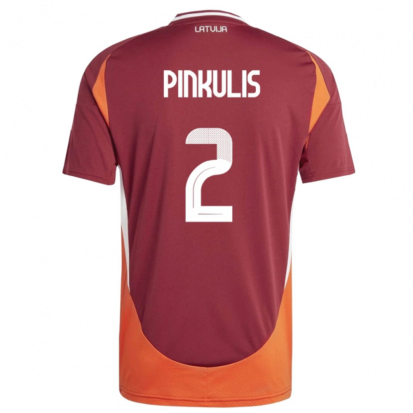 Danxen Men Latvia Pauls Pinkulis #2 Deep Red White Orange Home Jersey 26-28 T-Shirt