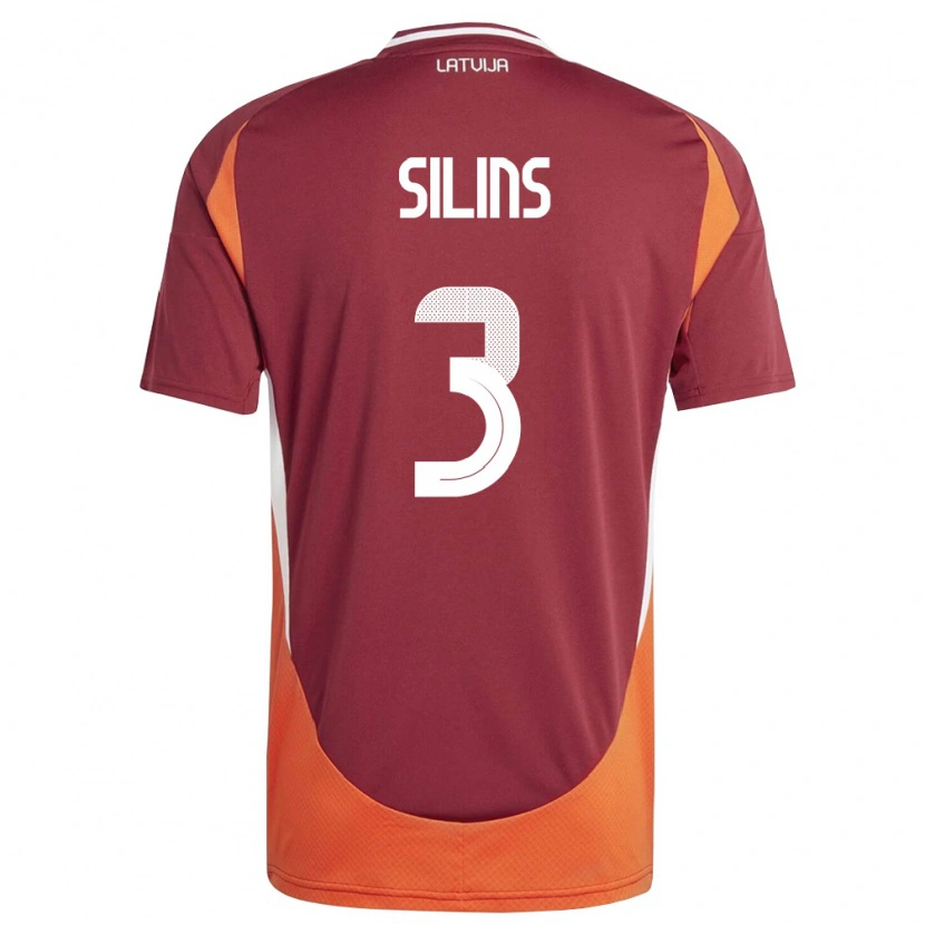 Danxen Men Latvia Matiss Silins #3 Deep Red White Orange Home Jersey 26-28 T-Shirt
