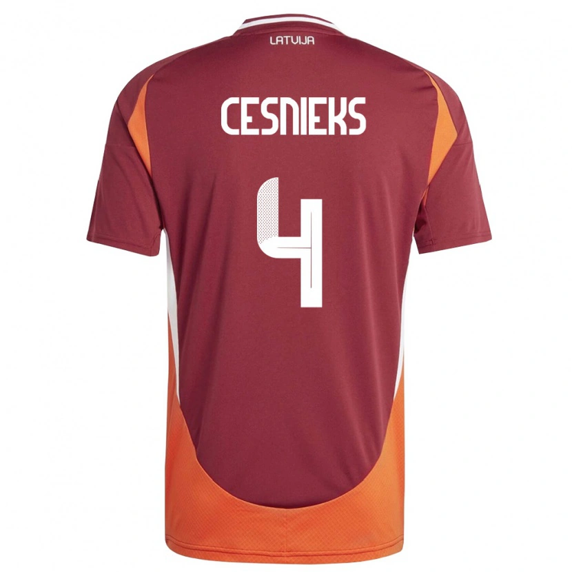 Danxen Men Latvia Kevins Cesnieks #4 Deep Red White Orange Home Jersey 26-28 T-Shirt