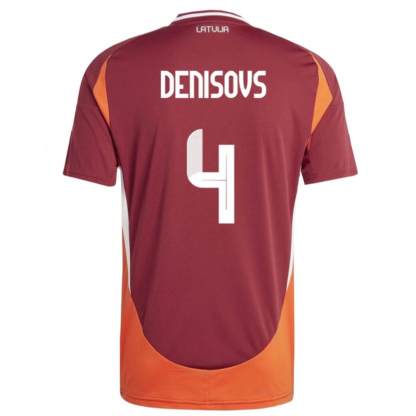 Danxen Men Latvia Deniss Denisovs #4 Deep Red White Orange Home Jersey 26-28 T-Shirt
