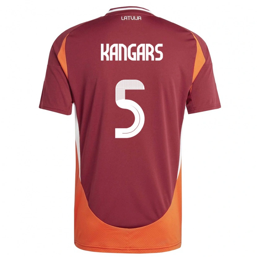 Danxen Men Latvia Alans Kangars #5 Deep Red White Orange Home Jersey 26-28 T-Shirt