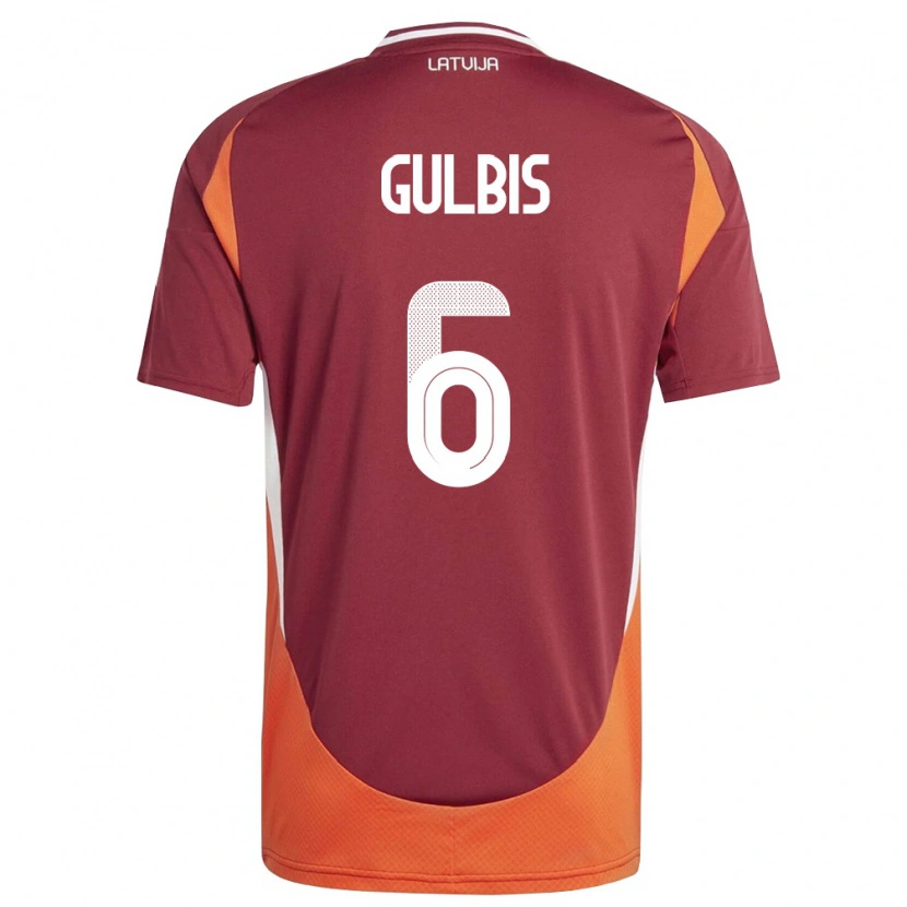 Danxen Men Latvia Henrijs Gulbis #6 Deep Red White Orange Home Jersey 26-28 T-Shirt