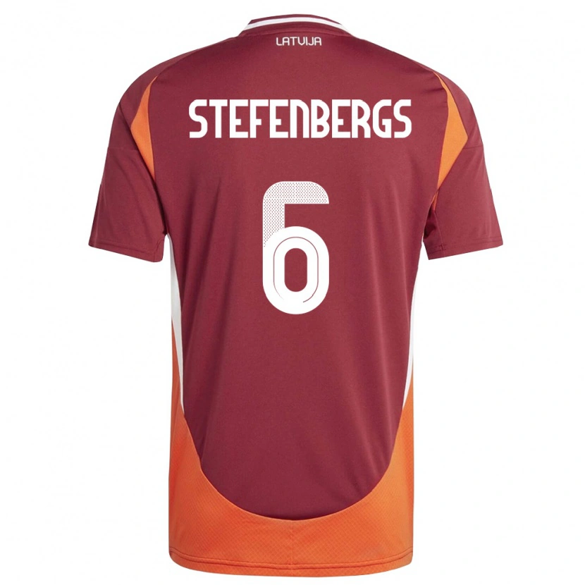 Danxen Men Latvia Linarts Stefenbergs #6 Deep Red White Orange Home Jersey 26-28 T-Shirt