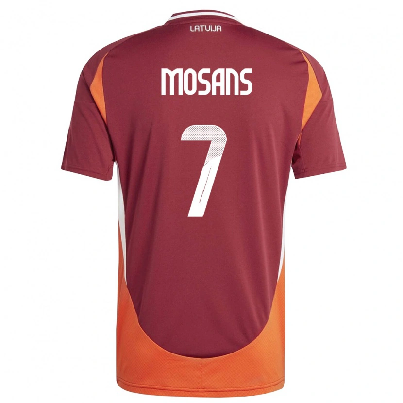 Danxen Men Latvia Kristaps Mosans #7 Deep Red White Orange Home Jersey 26-28 T-Shirt