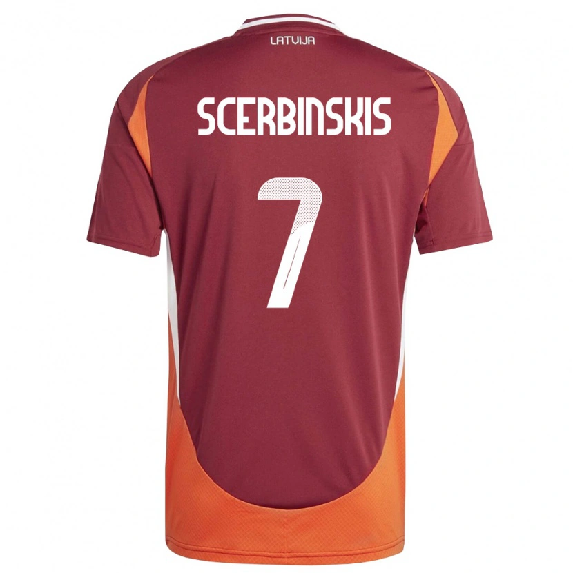 Danxen Men Latvia Aleks Scerbinskis #7 Deep Red White Orange Home Jersey 26-28 T-Shirt