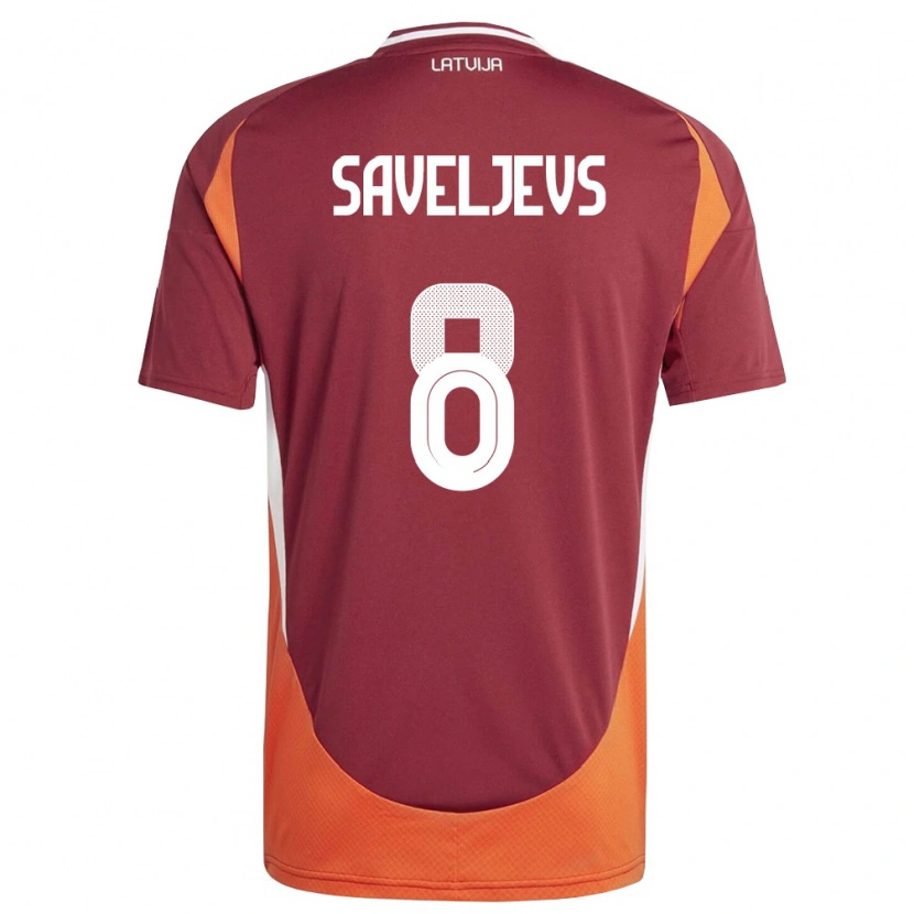 Danxen Men Latvia Alims Saveljevs #8 Deep Red White Orange Home Jersey 26-28 T-Shirt
