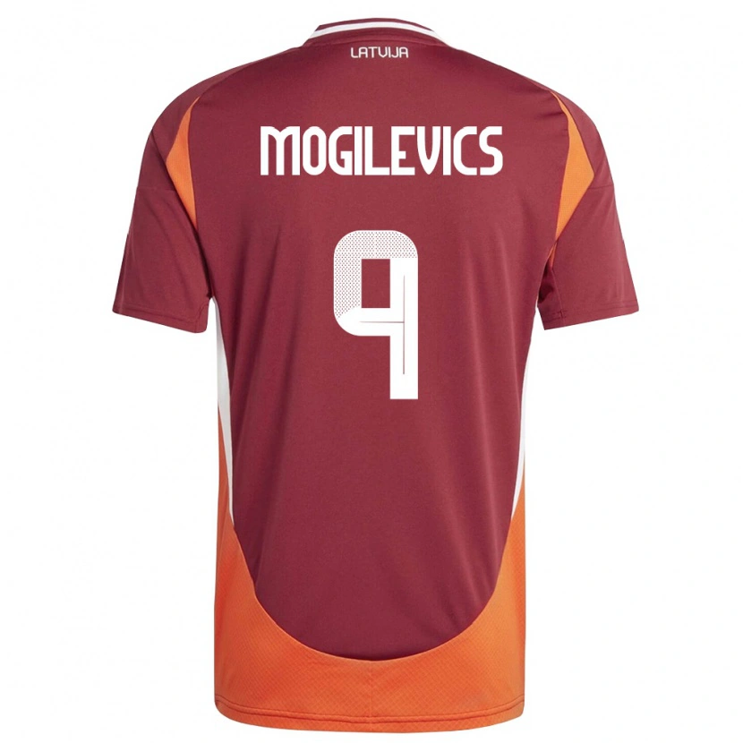 Danxen Men Latvia Miroslavs Mogilevics #9 Deep Red White Orange Home Jersey 26-28 T-Shirt