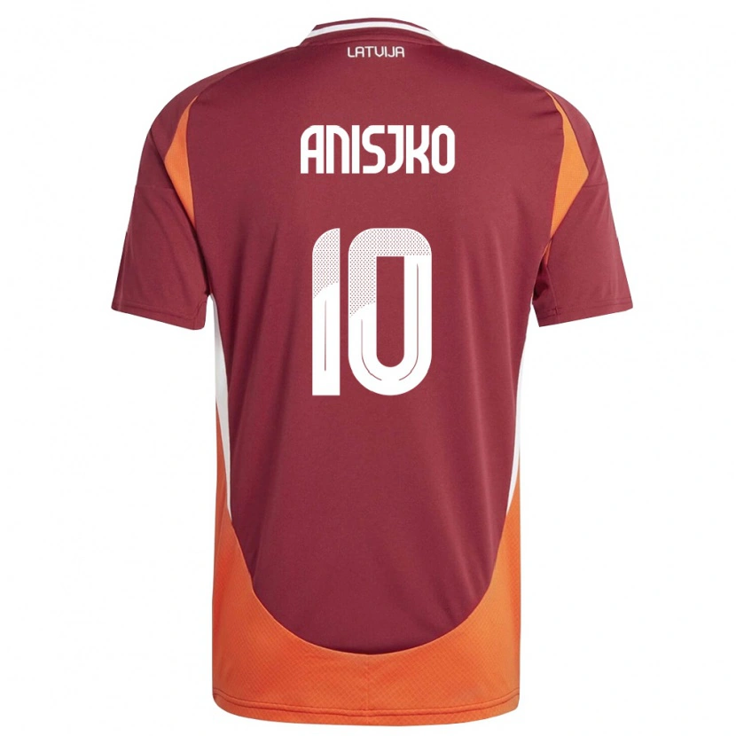 Danxen Men Latvia Danni Anisjko #10 Deep Red White Orange Home Jersey 26-28 T-Shirt