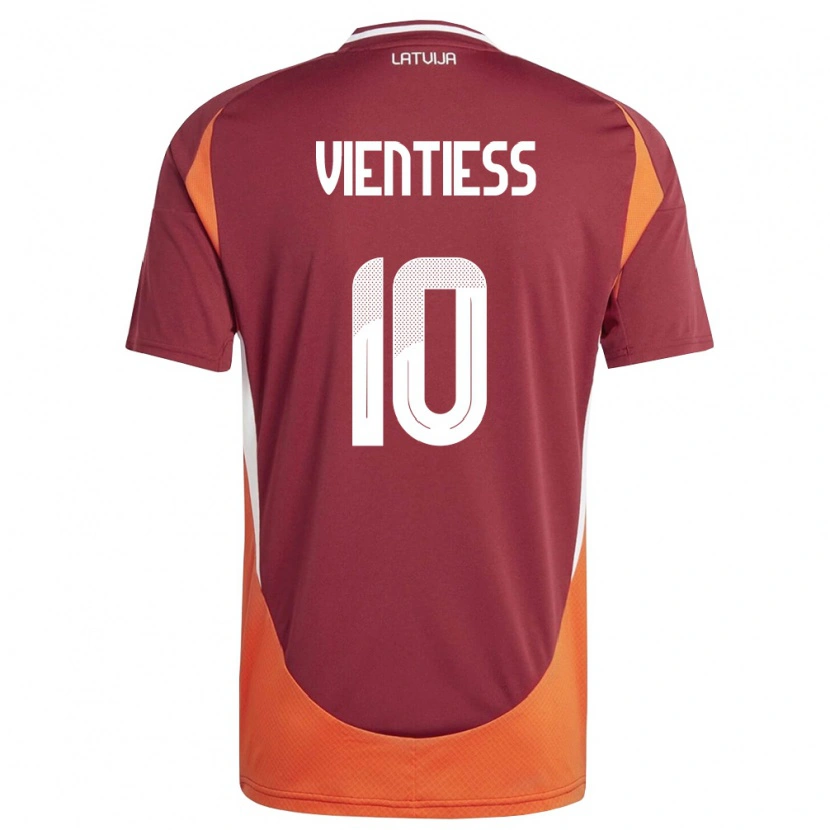 Danxen Men Latvia Roberts Vientiess #10 Deep Red White Orange Home Jersey 26-28 T-Shirt