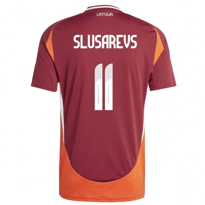 Danxen Men Latvia Danila Slusarevs #11 Deep Red White Orange Home Jersey 26-28 T-Shirt
