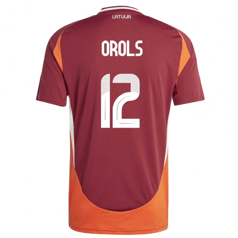 Danxen Men Latvia Frenks Orols #12 Deep Red White Orange Home Jersey 26-28 T-Shirt