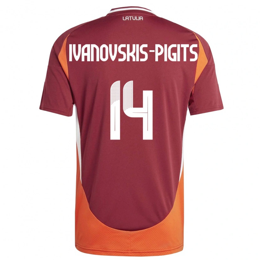 Danxen Men Latvia Ernests Ivanovskis-Pigits #14 Deep Red White Orange Home Jersey 26-28 T-Shirt