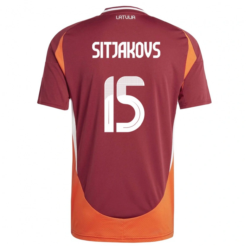 Danxen Men Latvia Ralfs Sitjakovs #15 Deep Red White Orange Home Jersey 26-28 T-Shirt