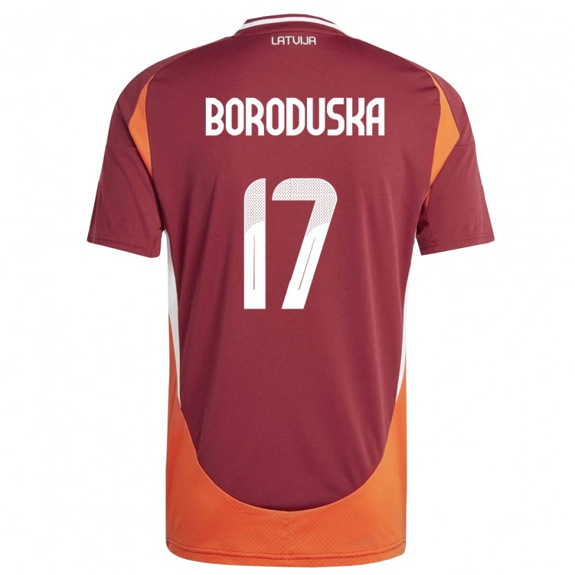 Danxen Men Latvia Eriks Boroduska #17 Deep Red White Orange Home Jersey 26-28 T-Shirt