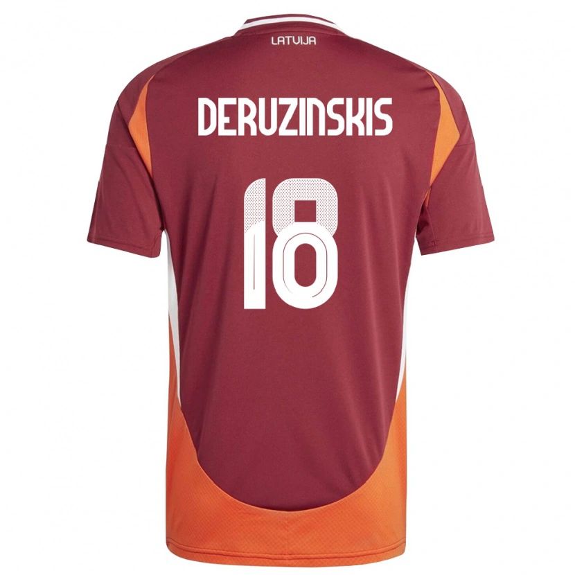 Danxen Men Latvia Ruslans Deruzinskis #18 Deep Red White Orange Home Jersey 26-28 T-Shirt