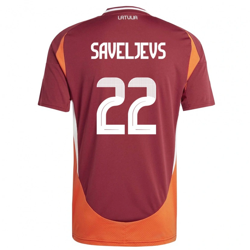 Danxen Men Latvia Aleksejs Saveljevs #22 Deep Red White Orange Home Jersey 26-28 T-Shirt