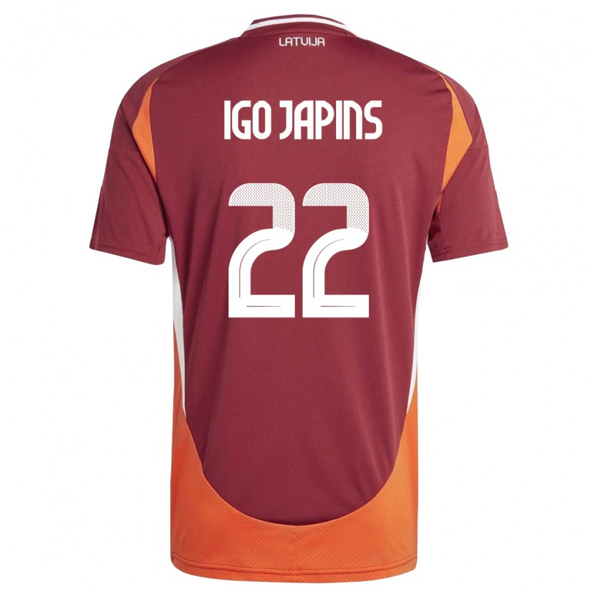 Danxen Men Latvia Henrijs Igo Japins #22 Deep Red White Orange Home Jersey 26-28 T-Shirt