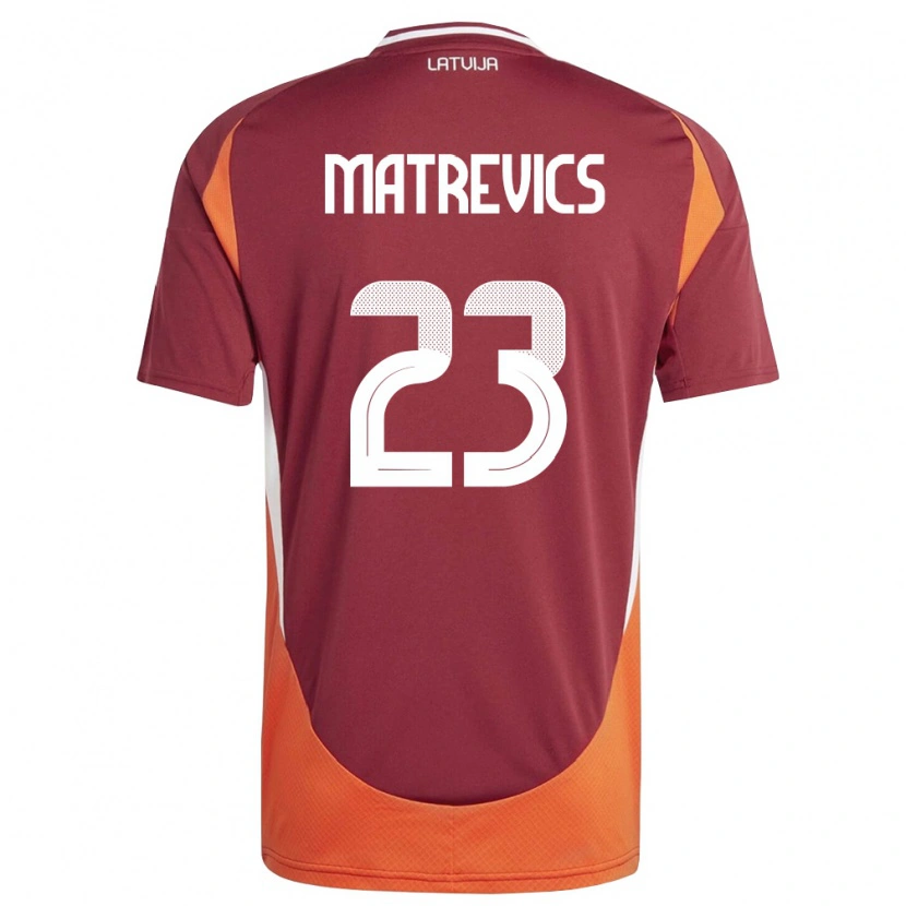 Danxen Men Latvia Rihards Matrevics #23 Deep Red White Orange Home Jersey 26-28 T-Shirt