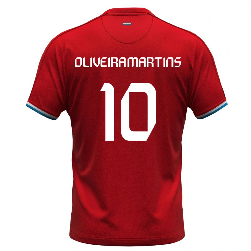 Danxen Men Luxembourg Tiago Oliveira Martins #10 Red White Blue Home Jersey 26-28 T-Shirt