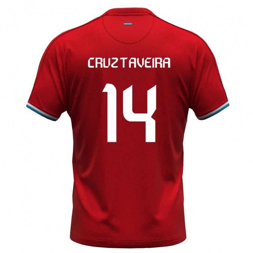 Danxen Men Luxembourg Edson Cruz Taveira #14 Red White Blue Home Jersey 26-28 T-Shirt