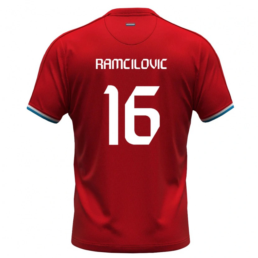 Danxen Men Luxembourg Dilan Ramcilovic #16 Red White Blue Home Jersey 26-28 T-Shirt