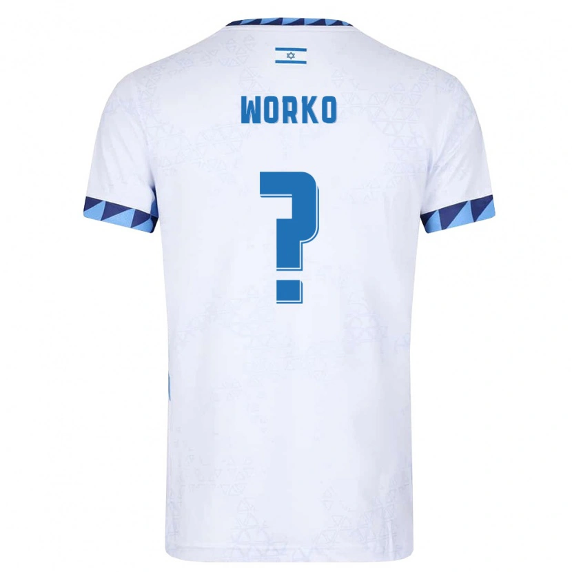 Danxen Men Israel Degats Worko #0 White Light Blue Home Jersey 26-28 T-Shirt