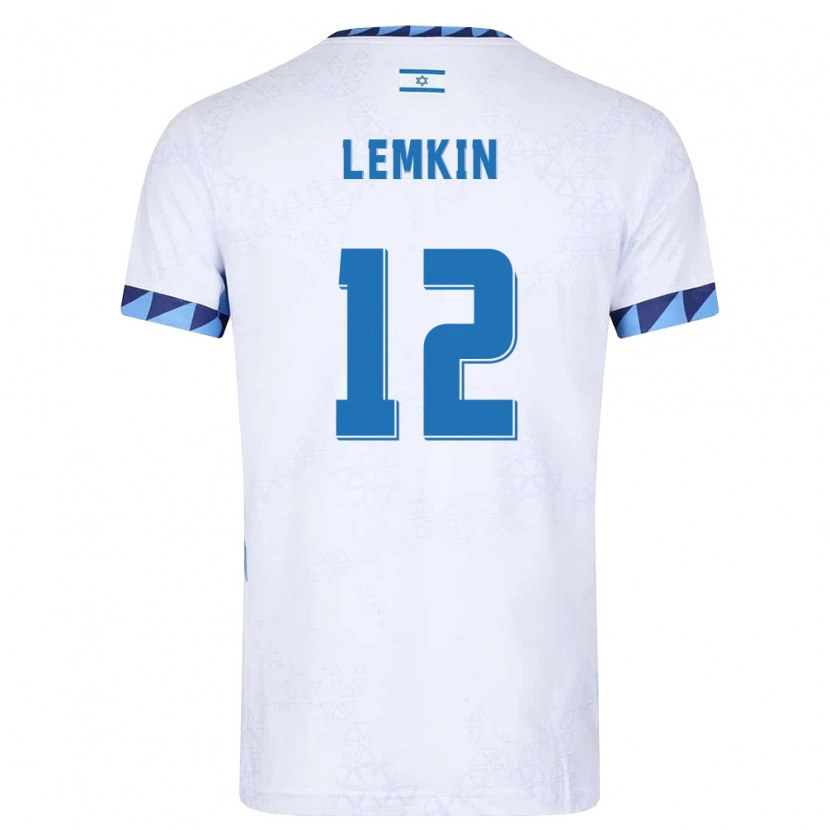 Danxen Men Israel Stav Lemkin #12 White Light Blue Home Jersey 26-28 T-Shirt