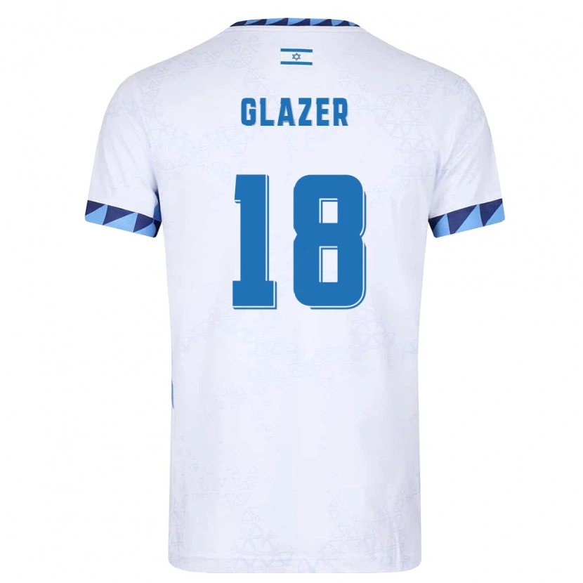Danxen Men Israel Omri Glazer #18 White Light Blue Home Jersey 26-28 T-Shirt