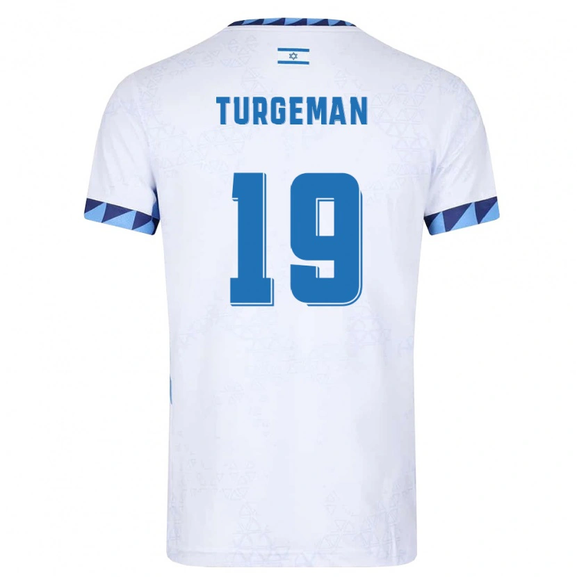 Danxen Men Israel Dor Turgeman #19 White Light Blue Home Jersey 26-28 T-Shirt
