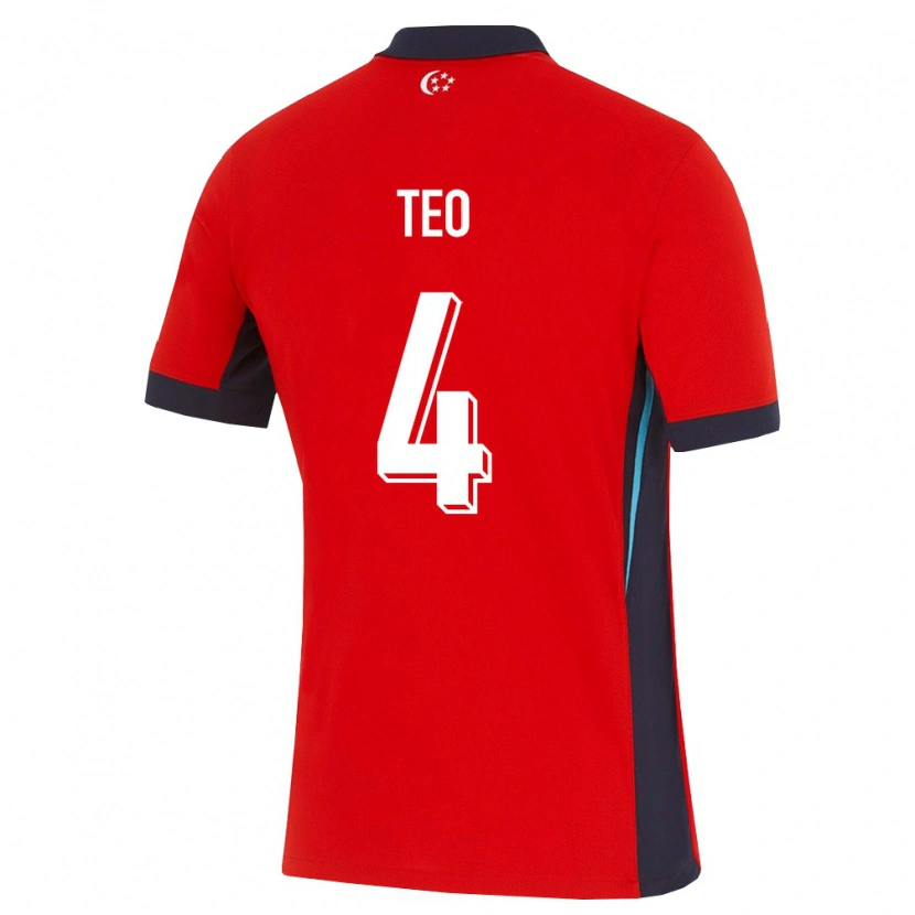 Danxen Men Singapore Kieran Teo #4 Red White Black Home Jersey 26-28 T-Shirt