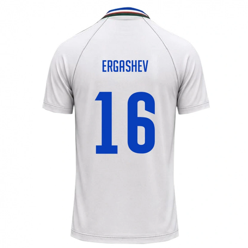 Danxen Men Uzbekistan Botirali Ergashev #16 White Dark Green Away Jersey 26-28 T-Shirt