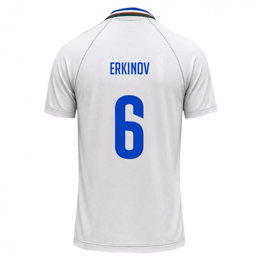 Danxen Men Uzbekistan Bekhruz Erkinov #6 White Dark Green Away Jersey 26-28 T-Shirt