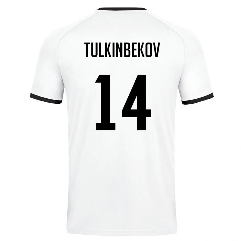 Danxen Men Uzbekistan Azizbek Tulkinbekov #14 White Dark Green Away Jersey 26-28 T-Shirt