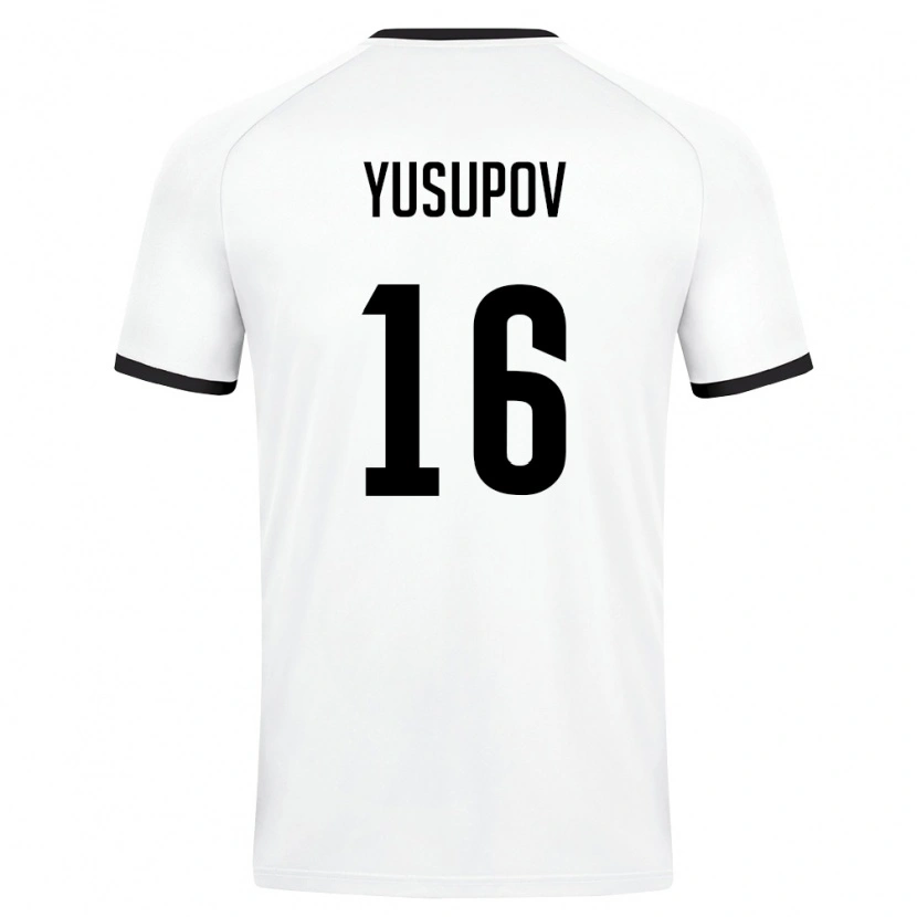 Danxen Men Uzbekistan Utkir Yusupov #16 White Dark Green Away Jersey 26-28 T-Shirt