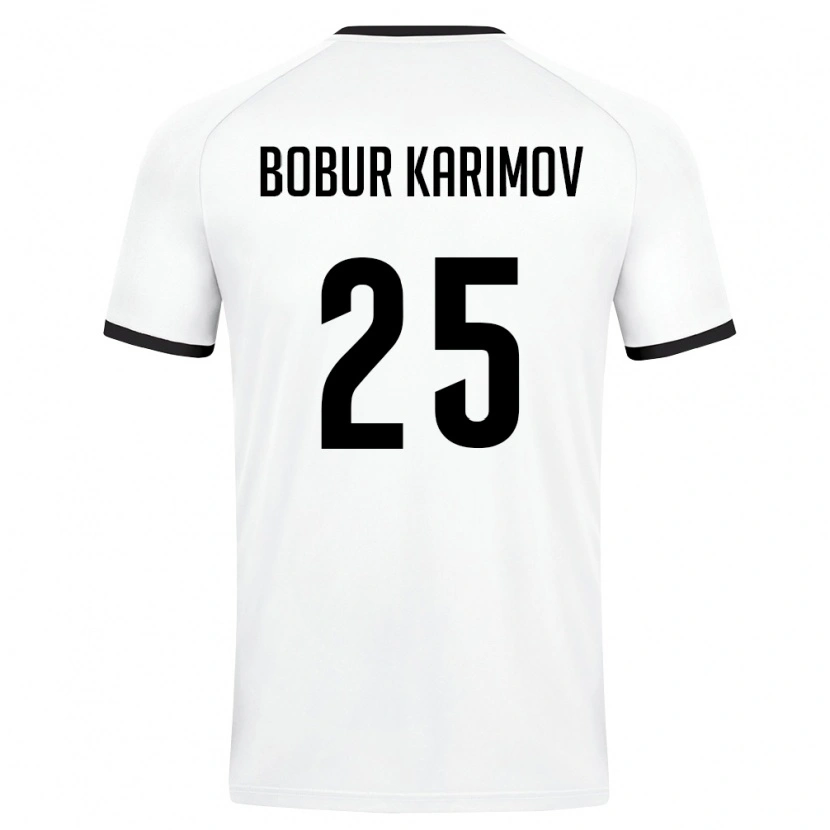 Danxen Men Uzbekistan Mukhammad-Bobur Karimov #25 White Dark Green Away Jersey 26-28 T-Shirt