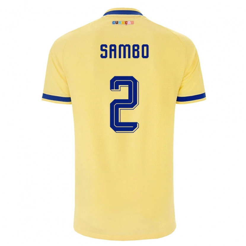 Danxen Men Curaçao Shurandy Sambo #2 Yellow Navy Pink Away Jersey 26-28 T-Shirt