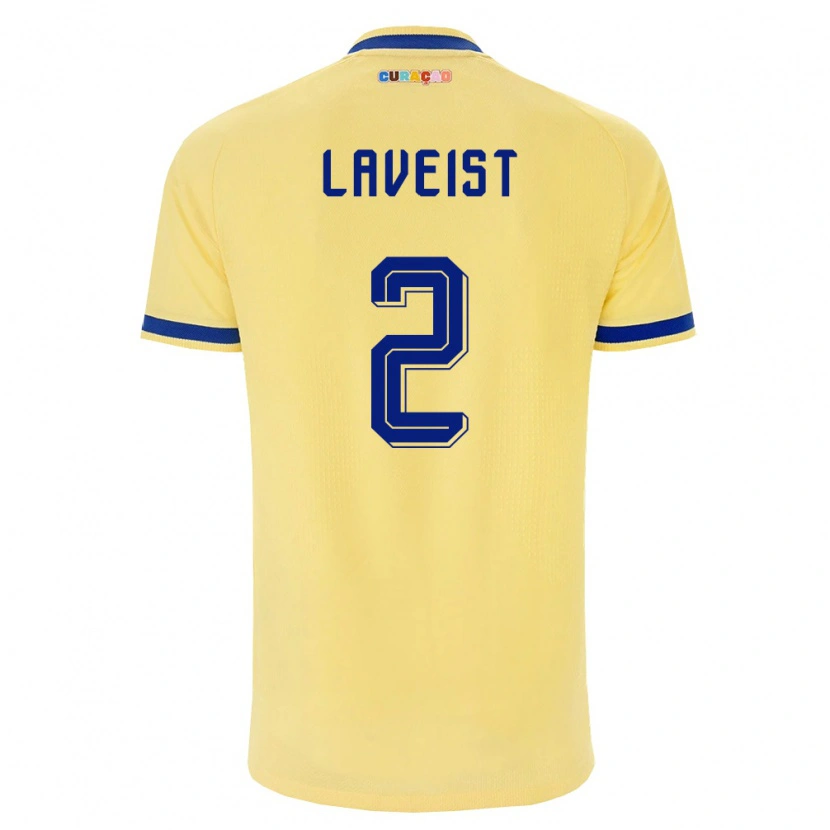 Danxen Men Curaçao Rai-Jedemy Laveist #2 Yellow Navy Pink Away Jersey 26-28 T-Shirt