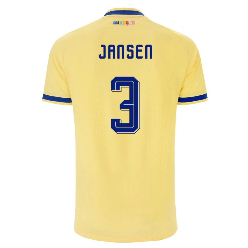 Danxen Men Curaçao Mart Jansen #3 Yellow Navy Pink Away Jersey 26-28 T-Shirt