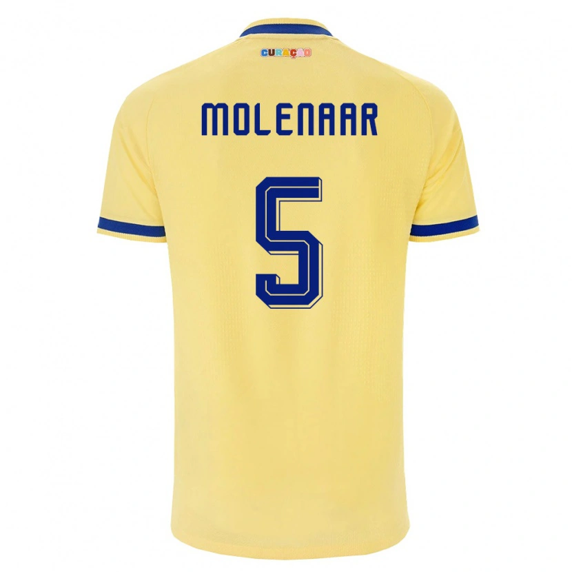 Danxen Men Curaçao Jayron Molenaar #5 Yellow Navy Pink Away Jersey 26-28 T-Shirt