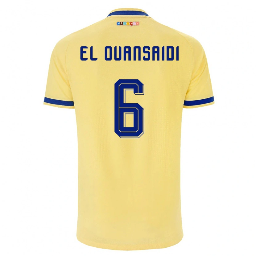 Danxen Men Curaçao Keyane El Ouansaidi #6 Yellow Navy Pink Away Jersey 26-28 T-Shirt